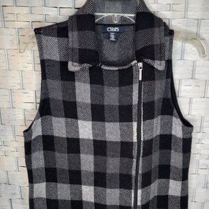 Chaps black and gray buffalo plaid vest, size medium
